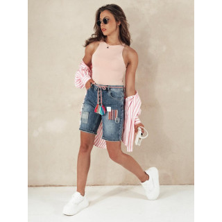 Modre ženske kratke hlače z našitki