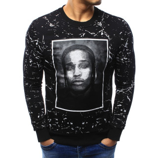 Moški črn pulover brez kapuce