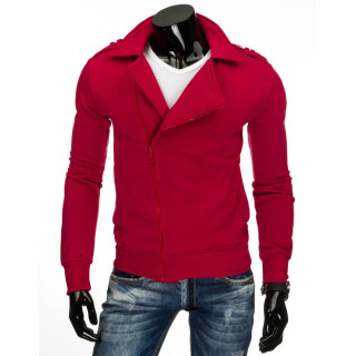 Rdeč moški pulover brez kapuce