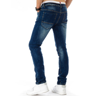 Moške klasične jeans hlače v temno modri barvi