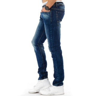 Moške klasične jeans hlače v temno modri barvi