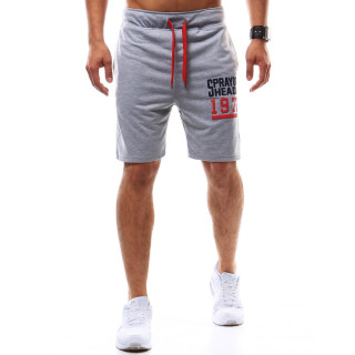 Moške kratke hlače v sivi barvi s potiskom