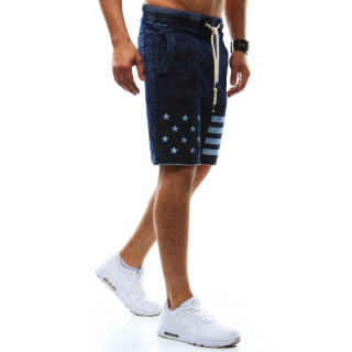 Temno modre moške kratke hlače s potiskom