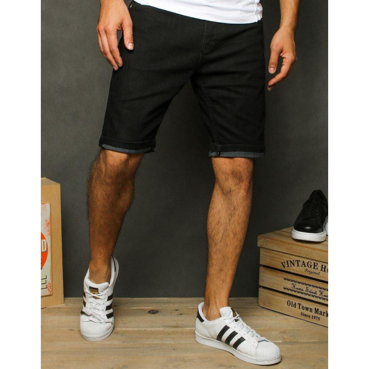 Moške kratke hlače iz jeansa v črni barvi