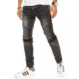 Modne temno sive moške kavbojke s šivi