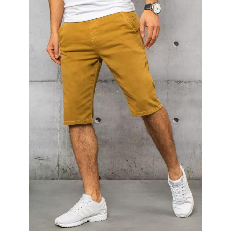 Modne moške kratke hlače iz džinsa v barvi gorčice