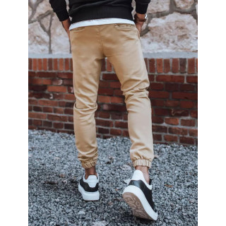 Bež modne joggerje z elastiko v pasu za moške