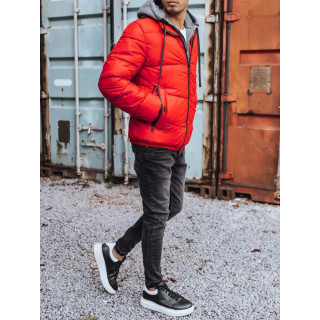 Moška prešita zimska jakna v rdeči barvi