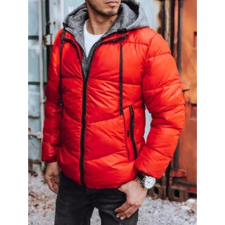 Moška prešita zimska jakna v rdeči barvi