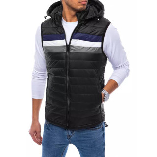 Črn prešit moški telovnik s snemljivo kapuco