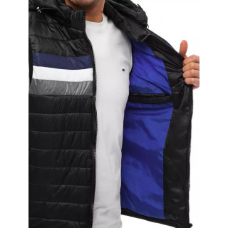 Črn prešit moški telovnik s snemljivo kapuco