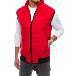Moški prešit telovnik brez kapuce v rdeči barvi