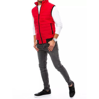 Moški prešit telovnik brez kapuce v rdeči barvi