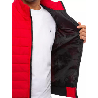 Moški prešit telovnik brez kapuce v rdeči barvi