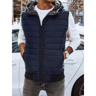 Temno moder prešit moški telovnik