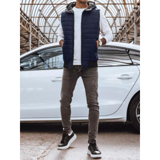 Temno moder prešit moški telovnik