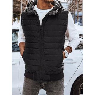 Moški črni brezrokavniki s kapuco