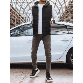 Moški črni brezrokavniki s kapuco