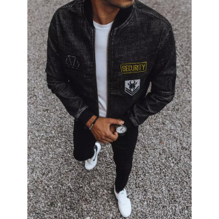 Puška črna jakna z našitki