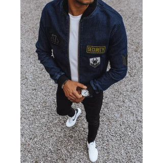 Modra denim jakna z našitki