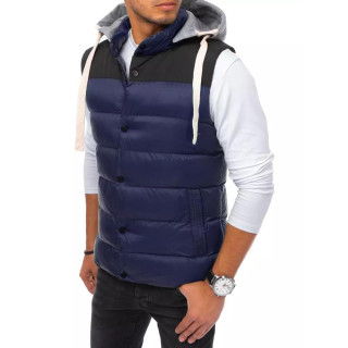 Moški temno moder brezrokavnik s kapuco trenirke