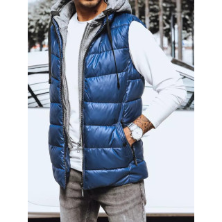 Moški prešit brezrokavnik v modri barvi