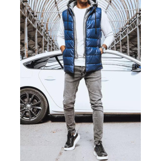 Moški prešit brezrokavnik v modri barvi