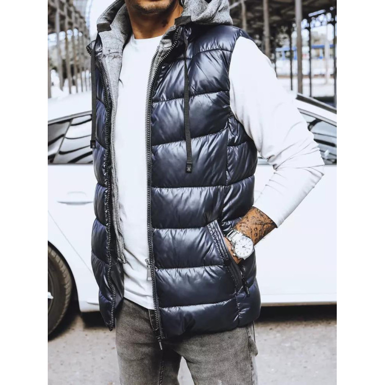 Moški prešit telovnik v temno modri barvi