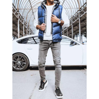 Moški prešit brezrokavnik v modri barvi