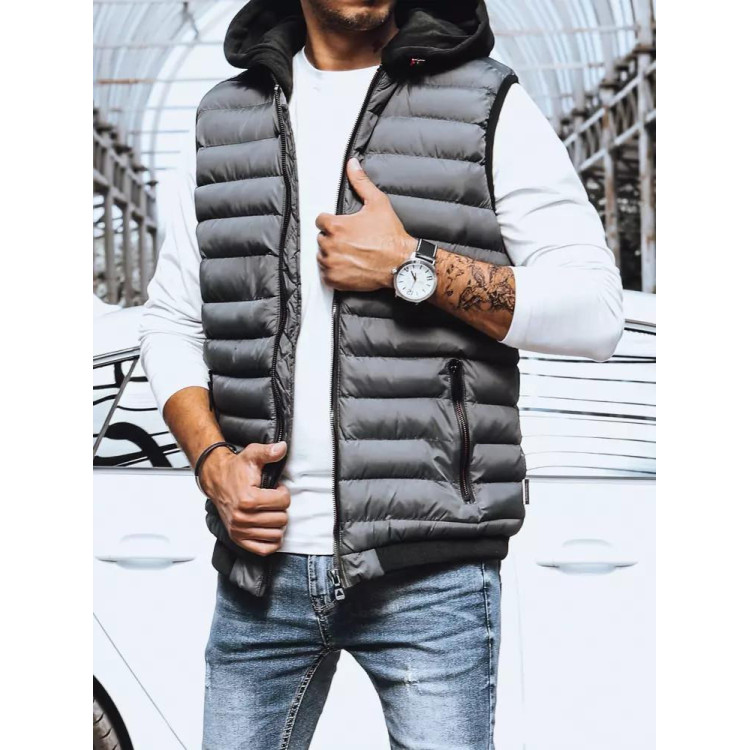 Moški prešit telovnik v sivi barvi