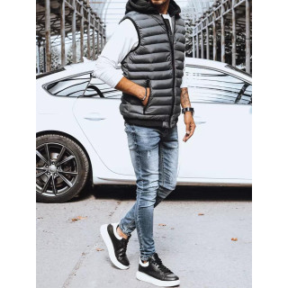 Moški prešit telovnik v sivi barvi