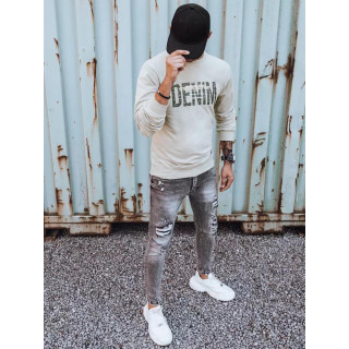 Moški pulover s potiskom v bež barvi