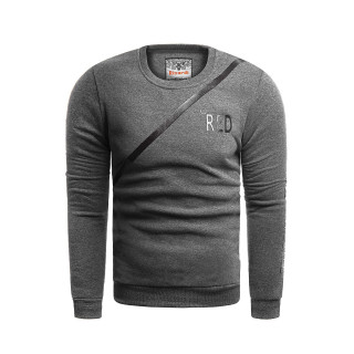 Temno siv moški pulover s potiskom