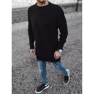 Dolg moški pulover v črni barvi