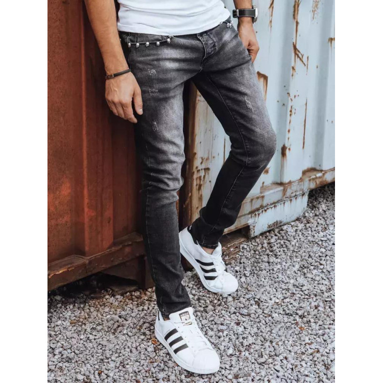 Črne moške kavbojke z lobanjami