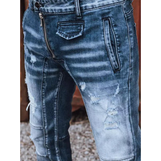 Moške temno modre kavbojke na luknje