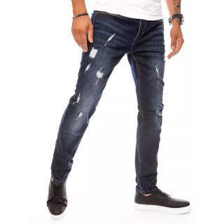 Moške temno modre kavbojke na luknje