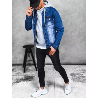 Modra denim jakna brez kapuce
