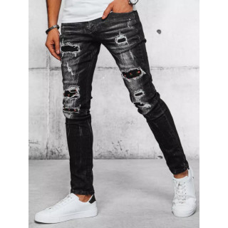 Sive luknjaste kavbojke z vrvico v pasu