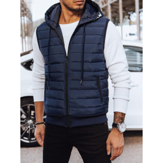 Moški temno moder telovnik s kapuco