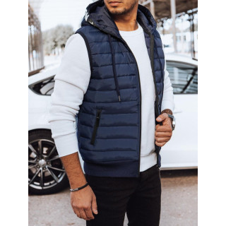 Moški temno moder telovnik s kapuco