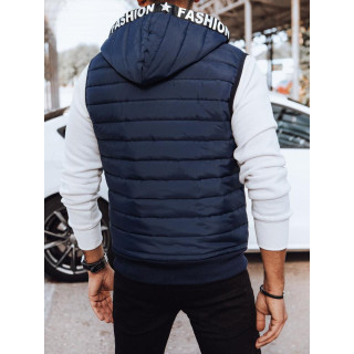 Moški temno moder telovnik s kapuco