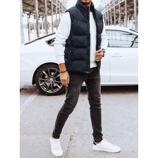 Prešit temno moder moški telovnik