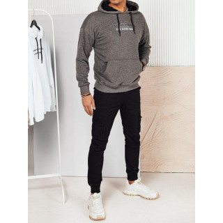 Temno siv bombažni moški pulover