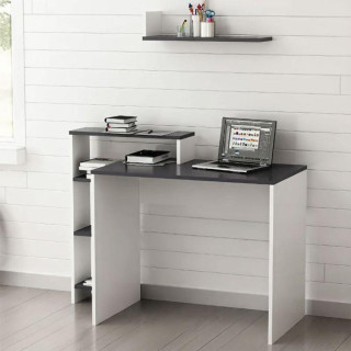 Bielo-šedý kancelársky stôl s policami