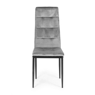 Komplet 4 žametnih jedilnih stolov v sivi barvi