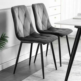 Komplet 4 žametno sivih stolov