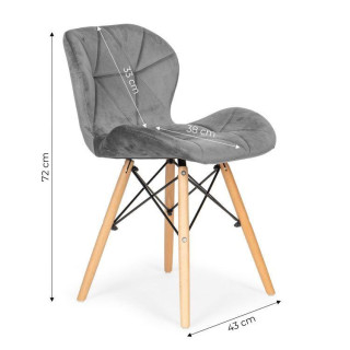 Komplet 4 stolov iz sivega žameta