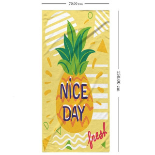 Rumena brisača za plažo s potiskom ananasa