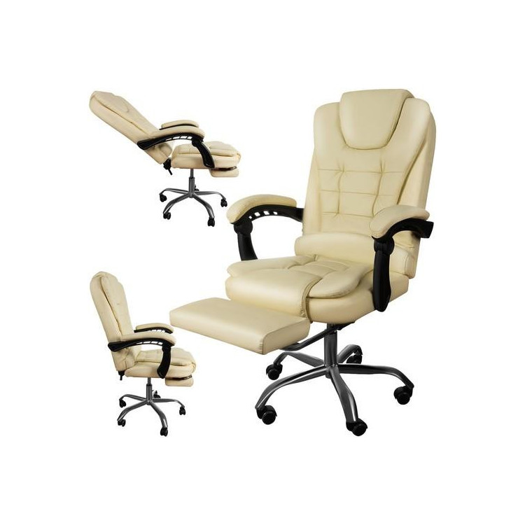 Pisarniški stol s taburejem krem barve